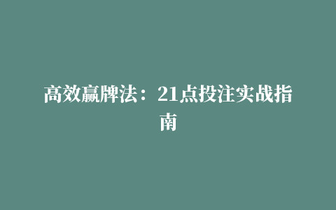 高效赢牌法：21点投注实战指南