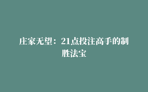 庄家无望：21点投注高手的制胜法宝