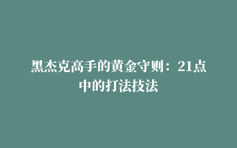 黑杰克高手的黄金守则：21点中的打法技法