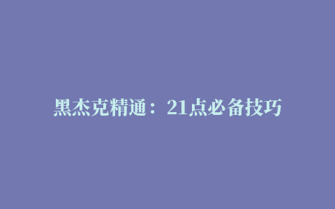 黑杰克精通：21点必备技巧