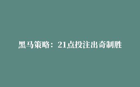 黑马策略：21点投注出奇制胜