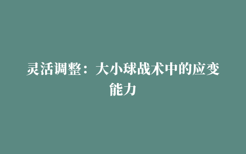 灵活调整：大小球战术中的应变能力