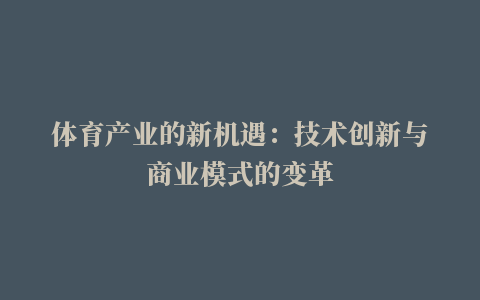 体育产业的新机遇：技术创新与商业模式的变革