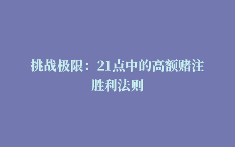 挑战极限：21点中的高额赌注胜利法则