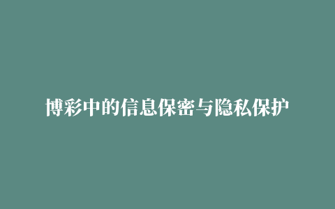 博彩中的信息保密与隐私保护