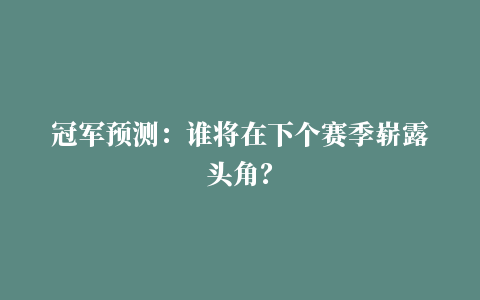 冠军预测：谁将在下个赛季崭露头角？