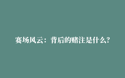 赛场风云：背后的赌注是什么？